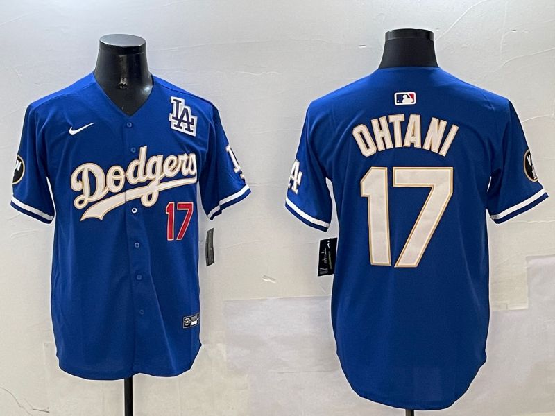 Men Los Angeles Dodgers #17 Ohtani Blue Gold Game 2025 Nike MLB Jersey style 8->los angeles dodgers->MLB Jersey